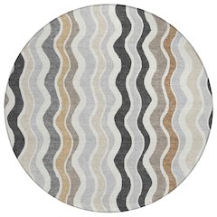 Machine Washable Indoor/Outdoor Chantille ACN2342 Gray 8' x 8' Round Rug