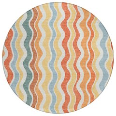 Machine Washable Indoor/Outdoor Chantille ACN2342 Orange 8' x 8' Round Rug