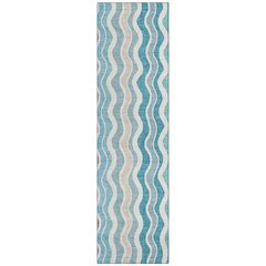 Machine Washable Indoor/Outdoor Chantille ACN2342 Teal 2'3" x 7'6" Runner Rug