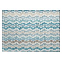 Machine Washable Indoor/Outdoor Chantille ACN2342 Teal 1'8" x 2'6" Rug