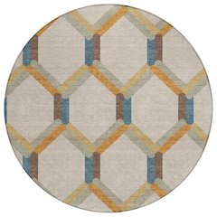 Machine Washable Indoor/Outdoor Chantille ACN2343 Brown 8' x 8' Round Rug