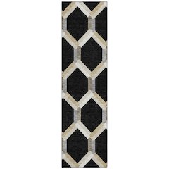 Machine Washable Indoor/Outdoor Chantille ACN2343 Black 2'3" x 7'6" Runner Rug