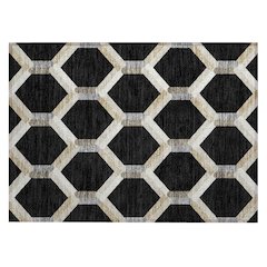 Machine Washable Indoor/Outdoor Chantille ACN2343 Black 1'8" x 2'6" Rug