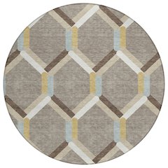 Machine Washable Indoor/Outdoor Chantille ACN2343 Brown 8' x 8' Round Rug