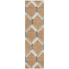 Machine Washable Indoor/Outdoor Chantille ACN2343 Orange 2'3" x 7'6" Runner Rug