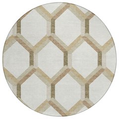 Machine Washable Indoor/Outdoor Chantille ACN2343 Ivory 8' x 8' Round Rug