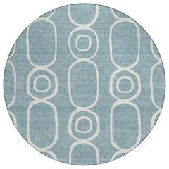 Machine Washable Indoor/Outdoor Chantille ACN2344 Teal 8' x 8' Round Rug