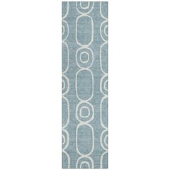 Machine Washable Indoor/Outdoor Chantille ACN2344 Teal 2'3" x 7'6" Runner Rug