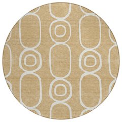 Machine Washable Indoor/Outdoor Chantille ACN2344 Gold 8' x 8' Round Rug