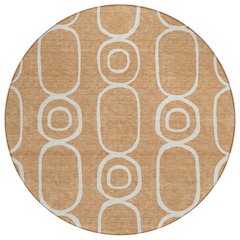 Machine Washable Indoor/Outdoor Chantille ACN2344 Orange 8' x 8' Round Rug