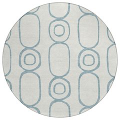 Machine Washable Indoor/Outdoor Chantille ACN2344 Teal 8' x 8' Round Rug