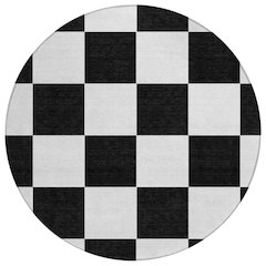 Machine Washable Indoor/Outdoor Chantille ACN2345 Black 8' x 8' Round Rug