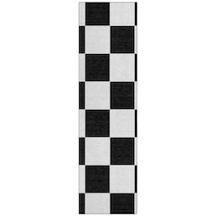 Machine Washable Indoor/Outdoor Chantille ACN2345 Black 2'3" x 7'6" Runner Rug