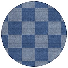 Machine Washable Indoor/Outdoor Chantille ACN2345 Blue 8' x 8' Round Rug