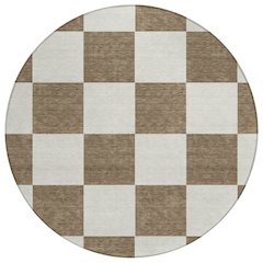 Machine Washable Indoor/Outdoor Chantille ACN2345 Brown 8' x 8' Round Rug
