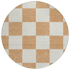 Machine Washable Indoor/Outdoor Chantille ACN2345 Orange 8' x 8' Round Rug