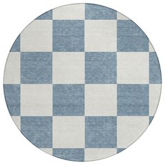 Machine Washable Indoor/Outdoor Chantille ACN2345 Blue 8' x 8' Round Rug