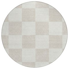 Machine Washable Indoor/Outdoor Chantille ACN2345 Ivory 8' x 8' Round Rug