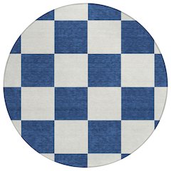 Machine Washable Indoor/Outdoor Chantille ACN2345 Blue 8' x 8' Round Rug