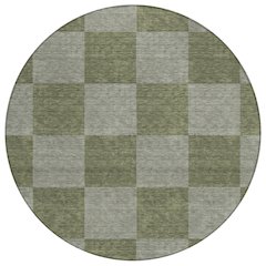 Machine Washable Indoor/Outdoor Chantille ACN2345 Green 8' x 8' Round Rug