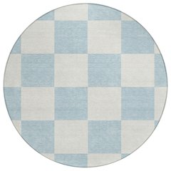 Machine Washable Indoor/Outdoor Chantille ACN2345 Blue 8' x 8' Round Rug