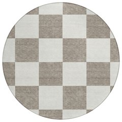Machine Washable Indoor/Outdoor Chantille ACN2345 Brown 8' x 8' Round Rug