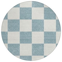 Machine Washable Indoor/Outdoor Chantille ACN2345 Teal 8' x 8' Round Rug