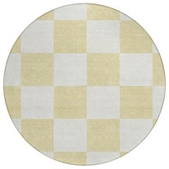 Machine Washable Indoor/Outdoor Chantille ACN2345 Gold 8' x 8' Round Rug