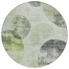 Machine Washable Indoor/Outdoor Chantille ACN2346 Green 8' x 8' Round Rug
