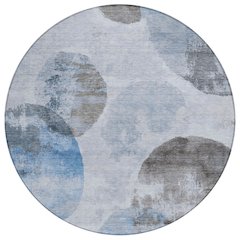 Machine Washable Indoor/Outdoor Chantille ACN2346 Blue 8' x 8' Round Rug