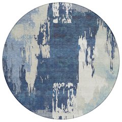 Machine Washable Indoor/Outdoor Chantille ACN2347 Blue 8' x 8' Round Rug