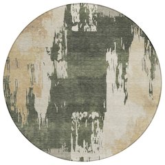 Machine Washable Indoor/Outdoor Chantille ACN2347 Green 8' x 8' Round Rug