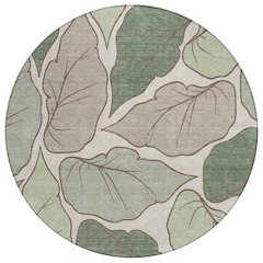 Machine Washable Indoor/Outdoor Chantille ACN2348 Green 8' x 8' Round Rug