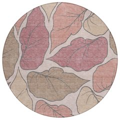 Machine Washable Indoor/Outdoor Chantille ACN2348 Pink 8' x 8' Round Rug