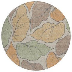 Machine Washable Indoor/Outdoor Chantille ACN2348 Orange 8' x 8' Round Rug