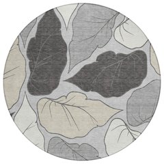 Machine Washable Indoor/Outdoor Chantille ACN2348 Gray 8' x 8' Round Rug