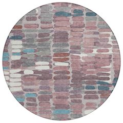 Machine Washable Indoor/Outdoor Chantille ACN2349 Pink 8' x 8' Round Rug
