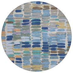 Machine Washable Indoor/Outdoor Chantille ACN2349 Blue 8' x 8' Round Rug