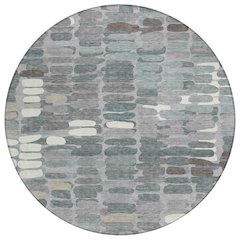 Machine Washable Indoor/Outdoor Chantille ACN2349 Gray 8' x 8' Round Rug