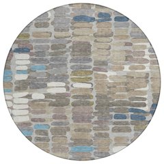 Machine Washable Indoor/Outdoor Chantille ACN2349 Brown 8' x 8' Round Rug
