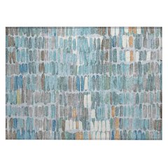 Machine Washable Indoor/Outdoor Chantille ACN2349 Teal 1'8" x 2'6" Rug