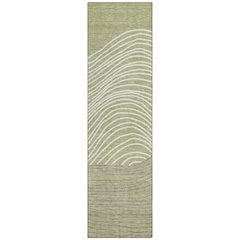Machine Washable Indoor/Outdoor Chantille ACN2350 Green 2'3" x 7'6" Runner Rug