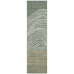 Machine Washable Indoor/Outdoor Chantille ACN2350 Green 2'3" x 7'6" Runner Rug