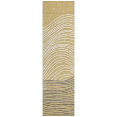 Machine Washable Indoor/Outdoor Chantille ACN2350 Gold 2'3" x 7'6" Runner Rug