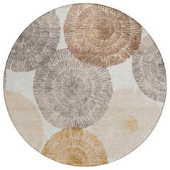 Machine Washable Indoor/Outdoor Chantille ACN2351 Orange 8' x 8' Round Rug