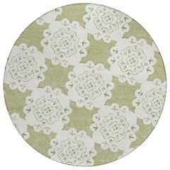 Machine Washable Indoor/Outdoor Chantille ACN2352 Green 8' x 8' Round Rug