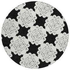 Machine Washable Indoor/Outdoor Chantille ACN2352 Black 8' x 8' Round Rug