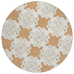 Machine Washable Indoor/Outdoor Chantille ACN2352 Orange 8' x 8' Round Rug