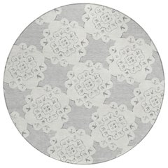 Machine Washable Indoor/Outdoor Chantille ACN2352 Gray 8' x 8' Round Rug