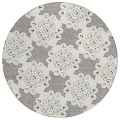 Machine Washable Indoor/Outdoor Chantille ACN2352 Brown 8' x 8' Round Rug